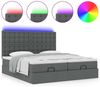 vidaXL Ottoman-Bett mit Matratzen & LEDs Dunkelgrau 200x200 cm Stoff 3314591 Bild 3