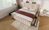 Polsterbett 180x200 cm, Leinenbezug Beige, Kopfteil mit Metalllstreifen, 4 Schubladen, USB Typ-C Bild 3