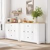 Modernes, elegantes Sideboard mit 3 Schubladen und kühlschrankähnlichen Türen, Buffetschrank für Esszimmer, Wohnzimmer und Diele (Weiß) Bild 4