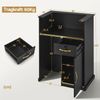BarberPub Empfangstheke mit 1 Schublade & 1 Schrank, Empfangstisch Abschließbar, Empfangstresen Holz, Rezeptionstheke Schmal, R9788(Schwarz) Bild 3