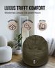 PATCH HOME 2 in 1 Sitzsack Sessel – Ø100 cm – Khaki, bequemer Sitzsack aus Luxus-Polyester-Gewebe, bereits befüllt Bild 5