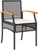 vidaXL 3-tlg. Garten-Essgruppe mit Kissen Schwarz Poly Rattan 3213603 Bild 3