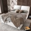 Merax Polsterbett, 140*200, Doppelbett mit drei Schubladen, Bettkasten zur Aufbewahrung, Lattenrost mit Kopfteil, Samt, Beige Bild 2