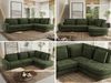 CALENO L-Form Ecksofa 317x225 cm, Massivholz-Rahmen & Wellenfedern, Sitzhöhe 51 cm, modernes Polstersofa rückenecht bezogen & freistehend - Dunkelgrün Schenille glatt - Rechts Seite Bild 2