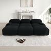 Flieks Modulares Cord Sofa 3-Sitzer mit 3x Hocker, Cloud Sofa rahmenlos, bodennah mit tiefer Sitzfläche, auch als Schlafsofa nutzbar, Schwarz Bild 2