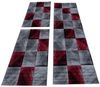 SIMPEX24 Kurzflor-Bettumrandung Kariert Design, Höhe 6 mm, (Bett-Set, 3-tlg, Bettvorlage), Schlafzimmer Teppich Bettumrandung Läufer Set 3 teilig Bild 4