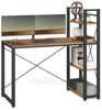 Vasagle Schreibtisch, mit Regalböden rechts oder links, Spanplatte / Stahl, vintagebraun-schwarz, 56 x 120 x 120 cm Bild 4