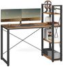 Vasagle Schreibtisch, mit Regalböden rechts oder links, Spanplatte / Stahl, vintagebraun-schwarz, 56 x 120 x 120 cm Bild 5