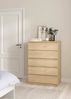 Dmora Kommode Ansel, Mehrzweckkommode, Schlafzimmerkommode, Schrank mit Schubladen, 77x50 h111 cm, Eiche Bild 2
