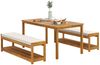 Outsunny Sitzgruppe inkl. 1 Esstisch mit Schirmloch, 2 Bänke, (Sitzgarnitur aus Akazienholz, 3-tlg, 3 tlg. Gartenmöbel-Set), für Balkon, Terrasse, Teak Bild 2