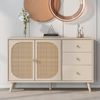 Odikalo Sideboard Kommode Stehschrank Sideboard TV-Tisch Türen Schubladen Stauraum Natur Bild 5