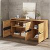 Kommode, Sideboard mit 3 Türen, verstellbare Trennwände, grifflose Schließfächer, vielseitig einsetzbar, MDF, Holzfarbe + Schwarz, 140×40×76 cm Bild 2