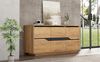 Kommode, Sideboard mit 3 Türen, verstellbare Trennwände, grifflose Schließfächer, vielseitig einsetzbar, MDF, Holzfarbe + Schwarz, 140×40×76 cm Bild 4