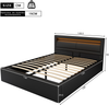 Polsterbett 140×190 cm mit Bettkasten und LED-Beleuchtung, PU-Leder, Schwarz Bild 4