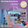 Hochbett mit RGB LED-Streifen, Schreibtisch, Treppe, Regal, Wandgitter, USB, Type-C, 90x200cm, Kinderbett, Metallbett Bild 4
