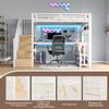 Hochbett mit RGB LED-Streifen, Schreibtisch, Treppe, Regal, Wandgitter, USB, Type-C, 90x200cm, Kinderbett, Metallbett Bild 5