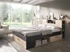 Dmora Doppelbett Conching, Struktur des Container-Betts, Sommier mit Verkleidung, Matratzenhalterstruktur, 150x219 h95 cm, Anthrazit und Eiche Bild 2