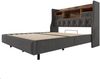 Polsterbett 160x200 cm mit Matratze, LED, USB und Type-C, Stauraum-Kopfteil, Leinen Grau Bild 3