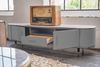 KAWOLA Lowboard MARIA TV-Bank Marmorplatte Kunstleder grau 45 x 40 x 200 cm Bild 2