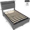 Polsterbett 90×200 cm mit LED, hydraulischem Bettkasten und USB/USB-C, Grau, ohne Matratze Bild 5
