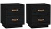 vidaXL Nachttische 2 Stk. Schwarz 40x34x45 cm Massivholz Kiefer 818334 Bild 2