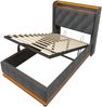 Polsterbett 90x200 cm mit hydraulischem Bettkasten, 360° LED-Beleuchtung und USB‑C, graues Leinen,Grau Bild 5