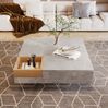 Couchtisch mit herausnehmbarer Aufbewahrungsbox in Betongrau/Holz - 72x72x30 cm Bild 4