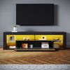 SONNI TV-Schrank Lowboard TV Schrank Schwarzer mit RGB-Lichteinblendung 140-180cm Mit 12 LEDs, Fernsehtisch mit Glas-Scheiden für Wohnzimmer Bild 4