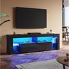 SONNI TV-Schrank Lowboard TV Schrank Schwarzer mit RGB-Lichteinblendung 140-180cm Mit 12 LEDs, Fernsehtisch mit Glas-Scheiden für Wohnzimmer Bild 2