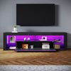 SONNI TV-Schrank Lowboard TV Schrank Schwarzer mit RGB-Lichteinblendung 140-180cm Mit 12 LEDs, Fernsehtisch mit Glas-Scheiden für Wohnzimmer Bild 3