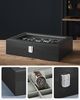 SONGMICS Uhrenbox mit 12 Fächern, Uhrenkasten, Glasdeckel, Uhrenkoffer mit herausnehmbaren Uhrenkissen, Premium-Uhrenschatulle, PU-Bezug in Schwarz, Samtfutter in Grüngrau BWJ12BK Bild 3