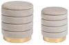 Pouf Darina 2er-Set in Samt-Optik, Beige, Bild 4