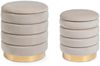 Pouf Darina 2er-Set in Samt-Optik, Beige, Bild 5