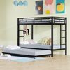Bett 90x200 cm Etagenbett mit Ausziehbett und hohem Geländer – Metallrahmen, schwarz Bild 3