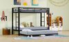 Bett 90x200 cm Etagenbett mit Ausziehbett und hohem Geländer – Metallrahmen, schwarz Bild 5
