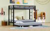Bett 90x200 cm Etagenbett mit Ausziehbett und hohem Geländer – Metallrahmen, schwarz Bild 5
