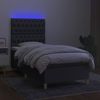 Boxspringbett mit Matratze & LED Stoff Dunkelgrau 90x190 cm Bild 4