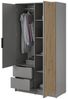 Bettso 'NELLY' Kleiderschrank mit Lamellen, Holzwerkstoff Grau 200x51x105 cm Bild 3