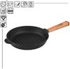 Ø28cm Grillpfanne aus Gusseisen mit Glasdeckel Induktion Holzgriff Bratpfanne Pfanne Feuerpfanne Bild 4