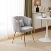 Eleganter Samt Blütenblatt Sessel mit vergoldeten Metallbeinen – Bequemer Polstersessel für Wohnzimmer,Grau Bild 4