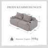 2-Sitzer-Sofa aus Cord 200x99x80 cm mit Cupholder & Seitentasche, hellgrau Bild 4