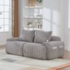 2-Sitzer-Sofa aus Cord 200x99x80 cm mit Cupholder & Seitentasche, hellgrau Bild 2