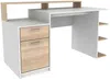 Vente-unique - Schreibtisch mit Stauraum - Weiß & Eichefarben - ZACHARIE Bild 2