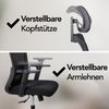 Brixy Ergonomischer Bürostuhl - Bürostühle Für Erwachsene - Voll verstellbar - Office Office Chair - Schwarz Bild 5