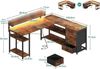 ODK Schreibtisch mit Schubladen und LED, Eckschreibtisch 135x110cm Bild 3