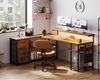 ODK Schreibtisch mit Schubladen und LED, Eckschreibtisch 135x110cm Bild 4