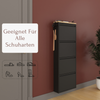 Schuhkipper mit Zubehör, Schwarz, 4 Klappen 52x15x138,5 cm, Saphir Eiche Dekor, Hakenleiste Bild 2
