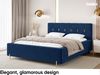 MEBLINI Polsterbett 200x200 ohne Lattenrost ohne Matratze – FABIO – Blau Samt – Doppelbett ohne Bettkasten - Stauraumbett - Kopfteil Bett ohne Stauraum Bild 3