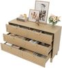 Elegantes Sideboard und Kommode aus Naturholz mit sechs Schubladen, Schlafzimmerschrank mit viel Stauraum, Schubladen in Rattanoptik. Bild 2