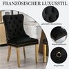 SeedWave Esszimmerstuhl 2er Set Küchenstuhl Samt Polsterstuhl mit Ziernieten, Metallbeinen, Knopf-Rückenlehne, Ringgriffe hinten, verstellbare Fußpads Bild 3